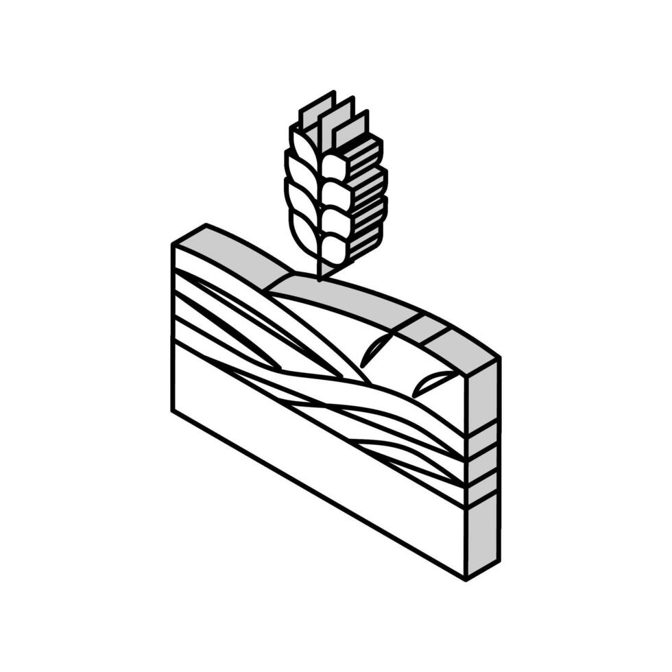 blé croissance champ isométrique icône vecteur illustration