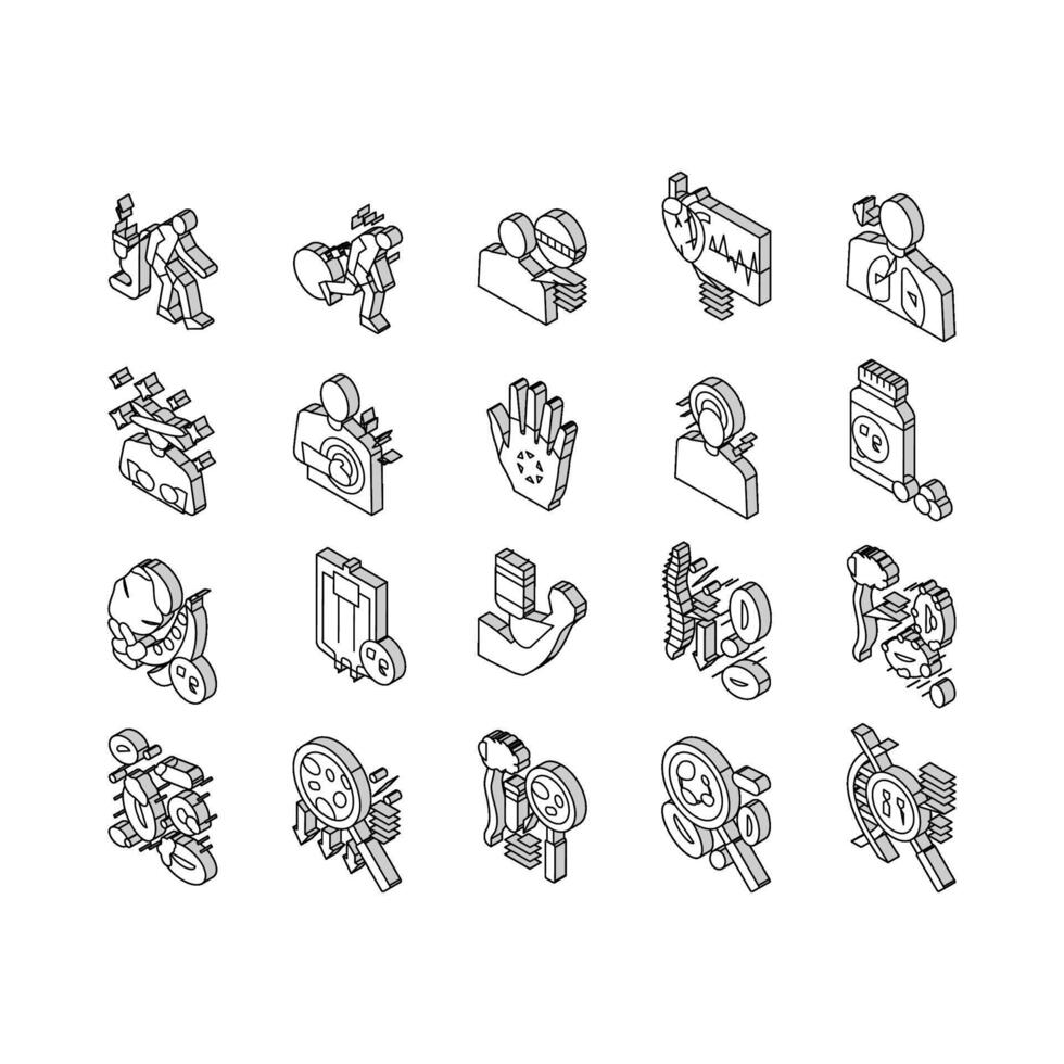 anémie patient santé problème isométrique Icônes ensemble vecteur