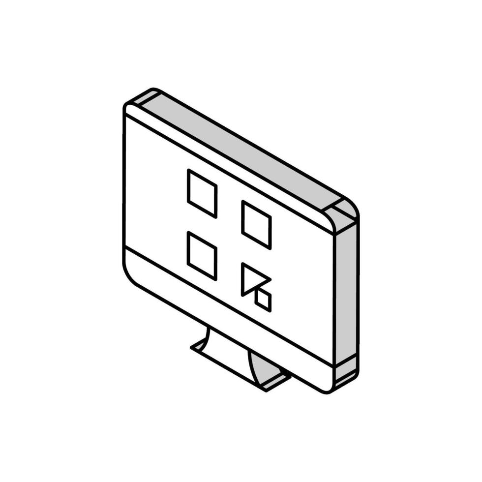 qr code sur ordinateur écran isométrique icône vecteur illustration