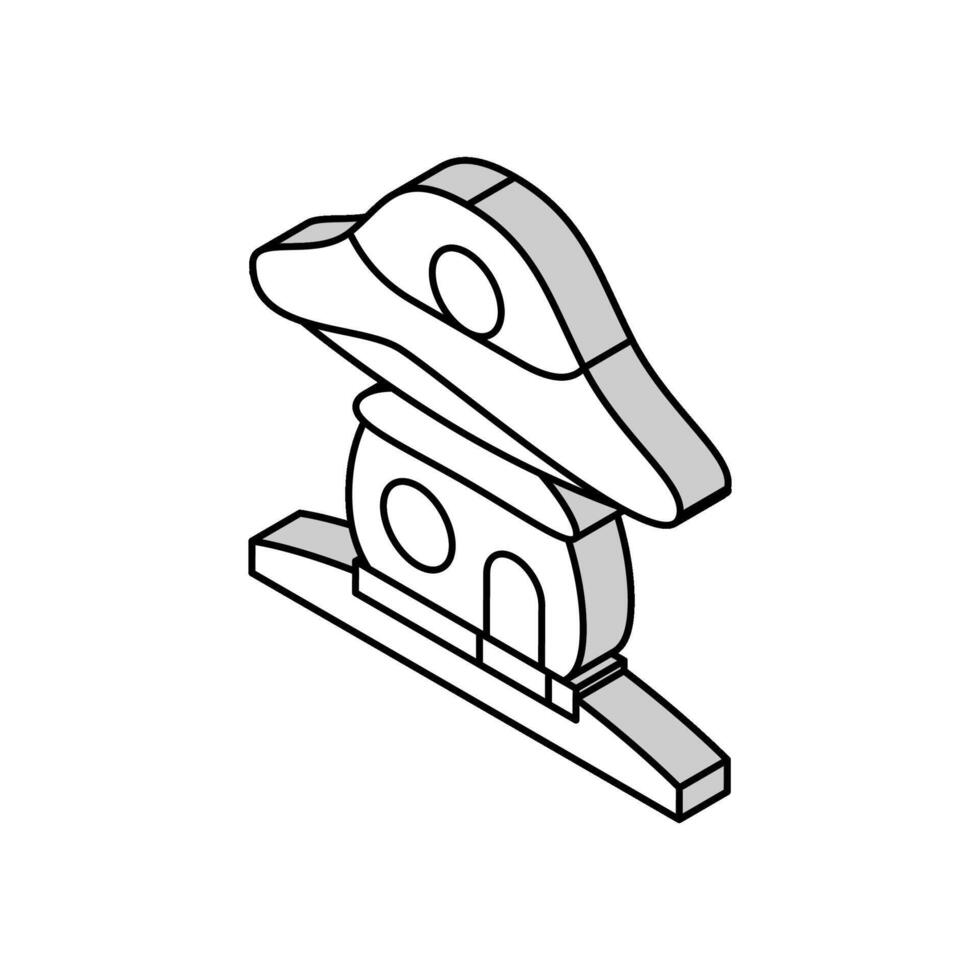 champignon maison isométrique icône vecteur illustration