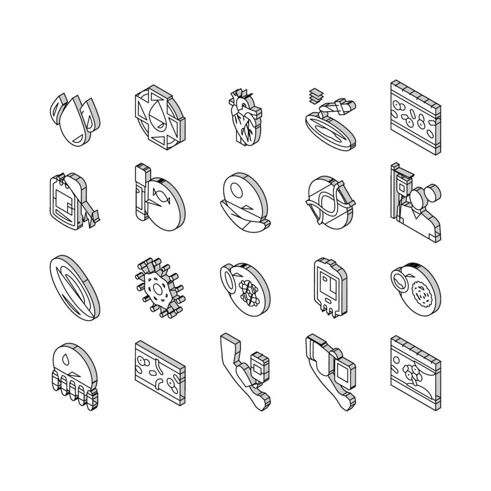du sang pression mesure gadget isométrique Icônes ensemble vecteur