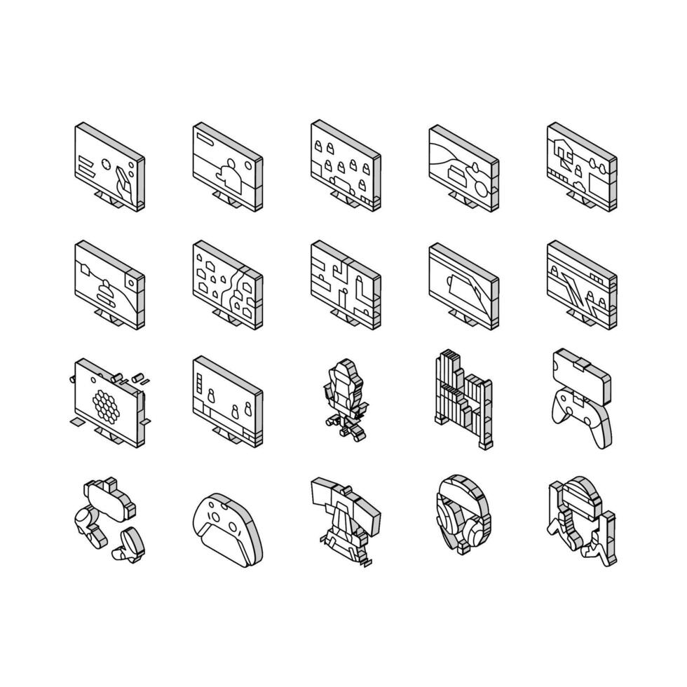 vidéo Jeu électronique et dispositif isométrique Icônes ensemble vecteur