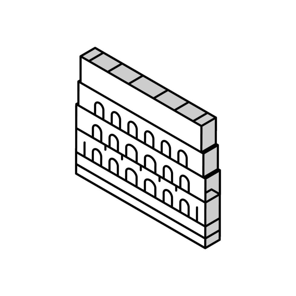 colisée roma médiéval construction isométrique icône vecteur illustration