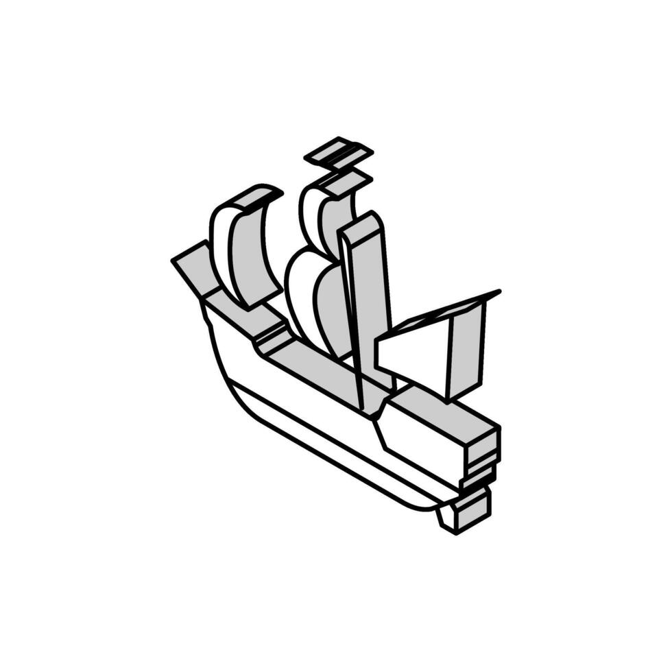 navire médiéval isométrique icône vecteur illustration