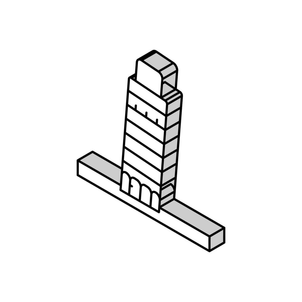 penché la tour de pise isométrique icône vecteur illustration