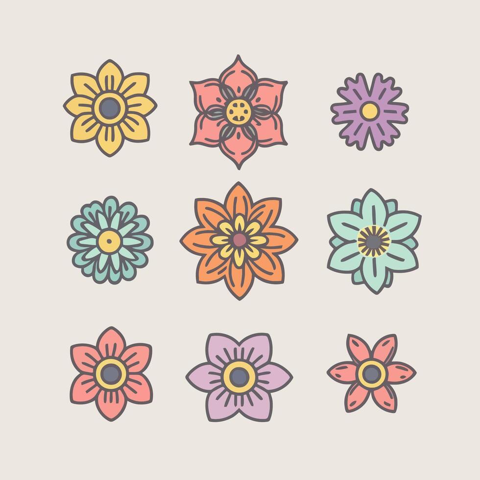 fleur éléments vecteur, fleur icône collection vecteur illustration