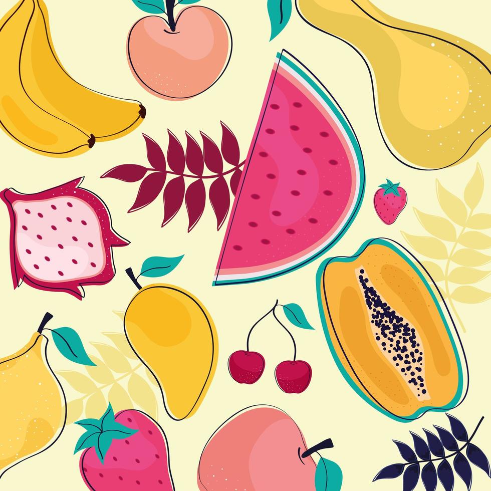 motif de fruits tropicaux vecteur