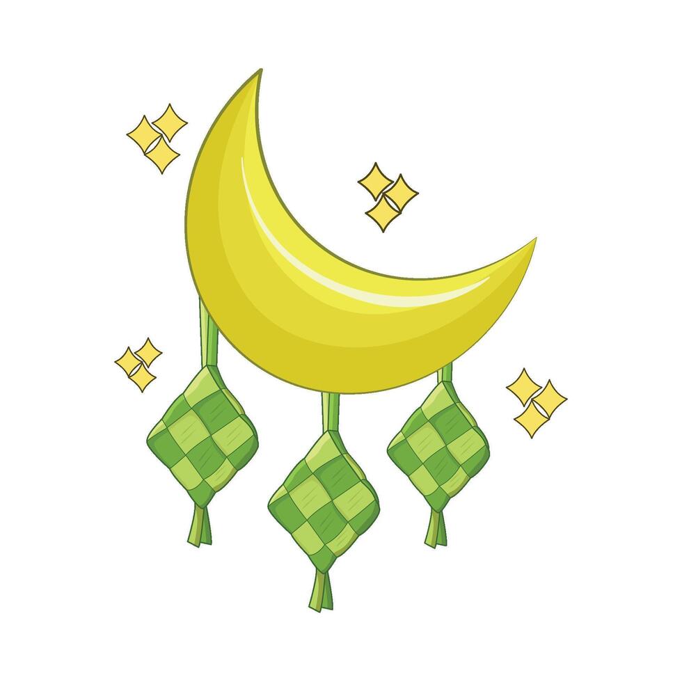 illustration de ketupat et lune vecteur