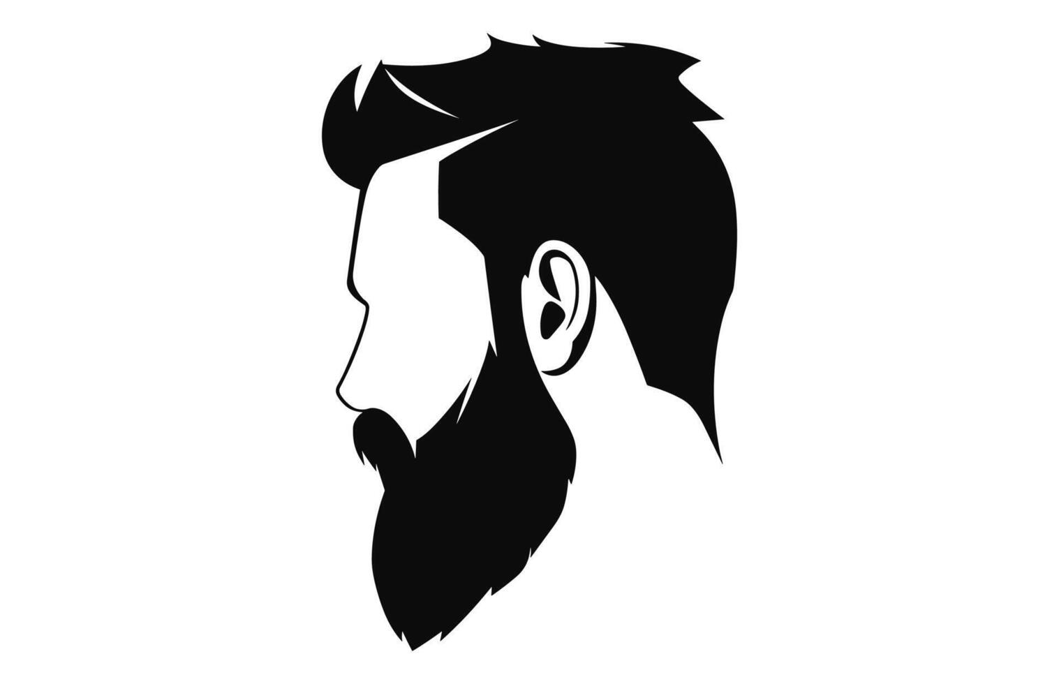 une la Coupe de cheveux avec barbe noir silhouette vecteur isolé sur une blanc Contexte