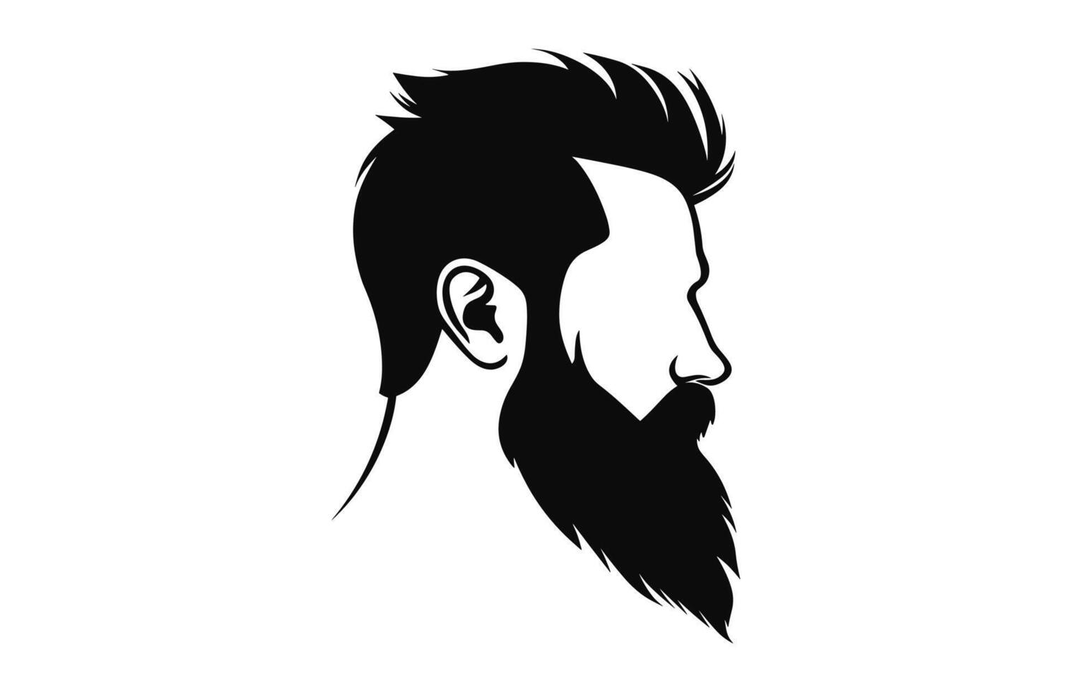 une la Coupe de cheveux avec barbe vecteur noir silhouette isolé sur une blanc Contexte