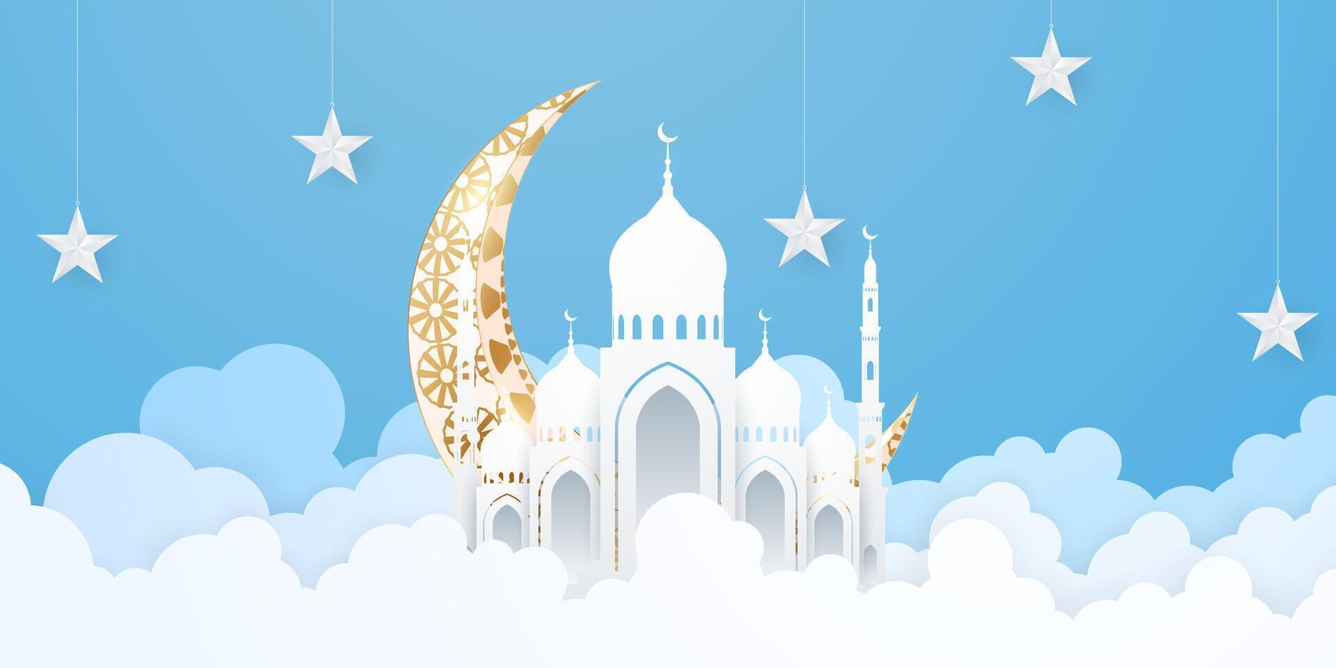 Ramadan kareem islamique Festival salutation avec lune décoration conception vecteur illustration