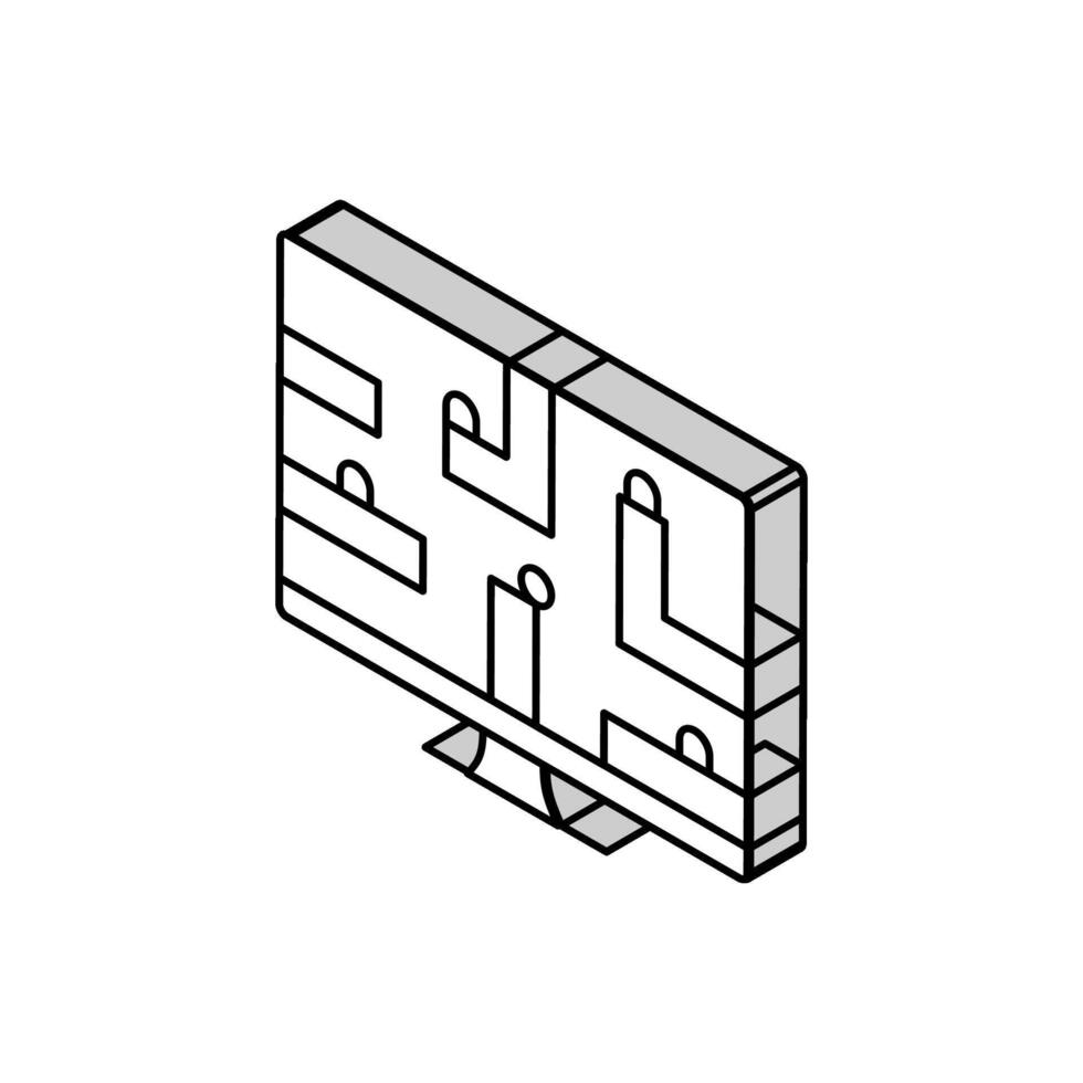 puzzle Plate-forme vidéo Jeu isométrique icône vecteur illustration