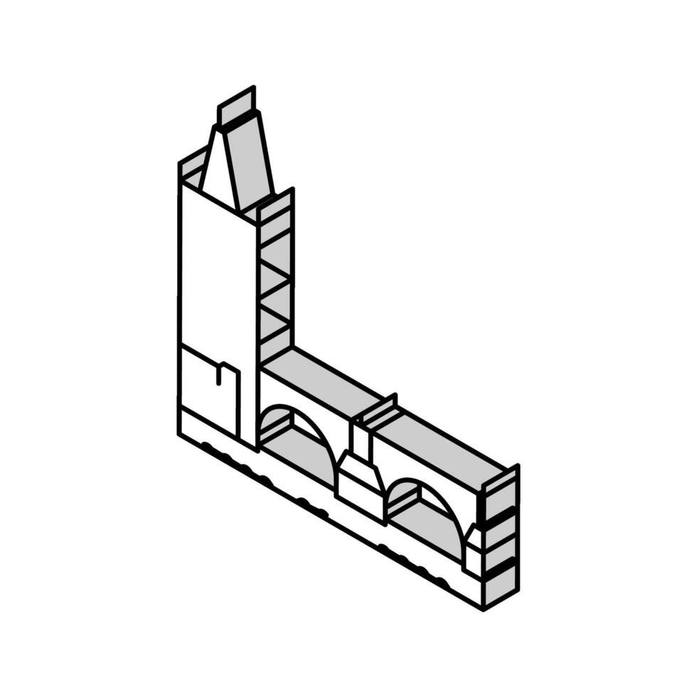 Charles pont isométrique icône vecteur illustration