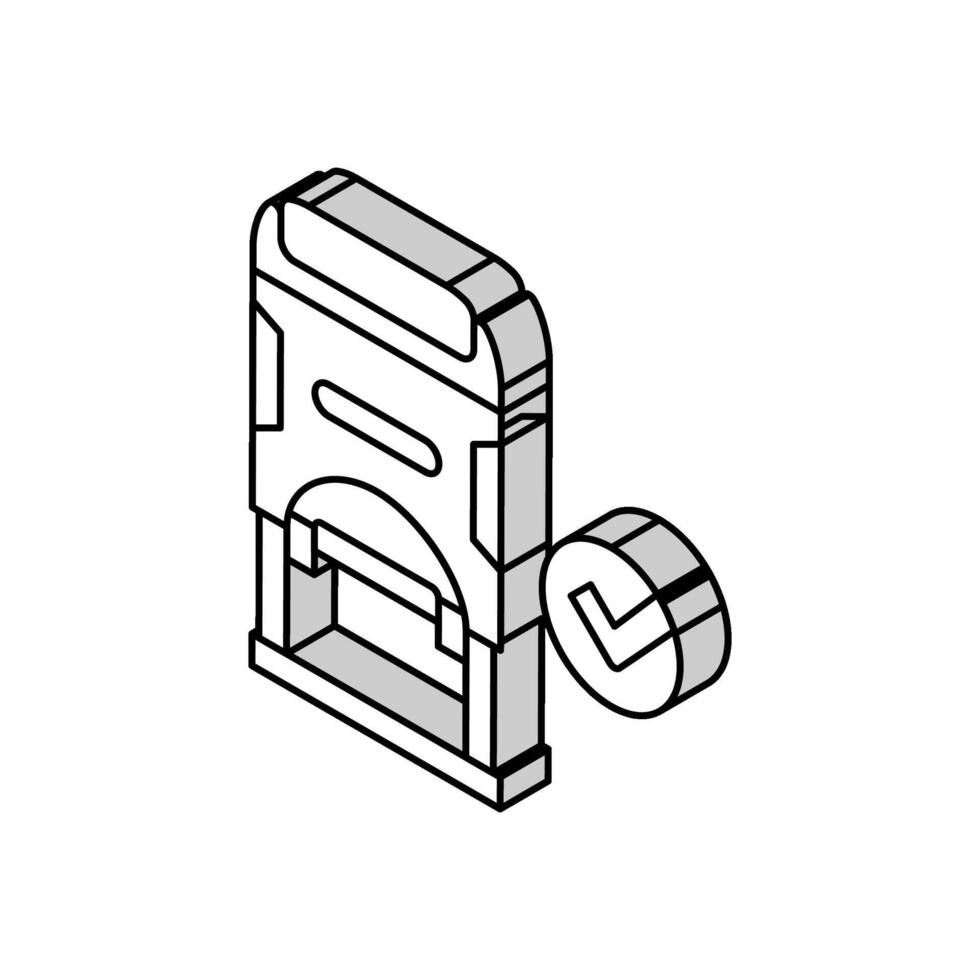 timbre qualité isométrique icône vecteur illustration