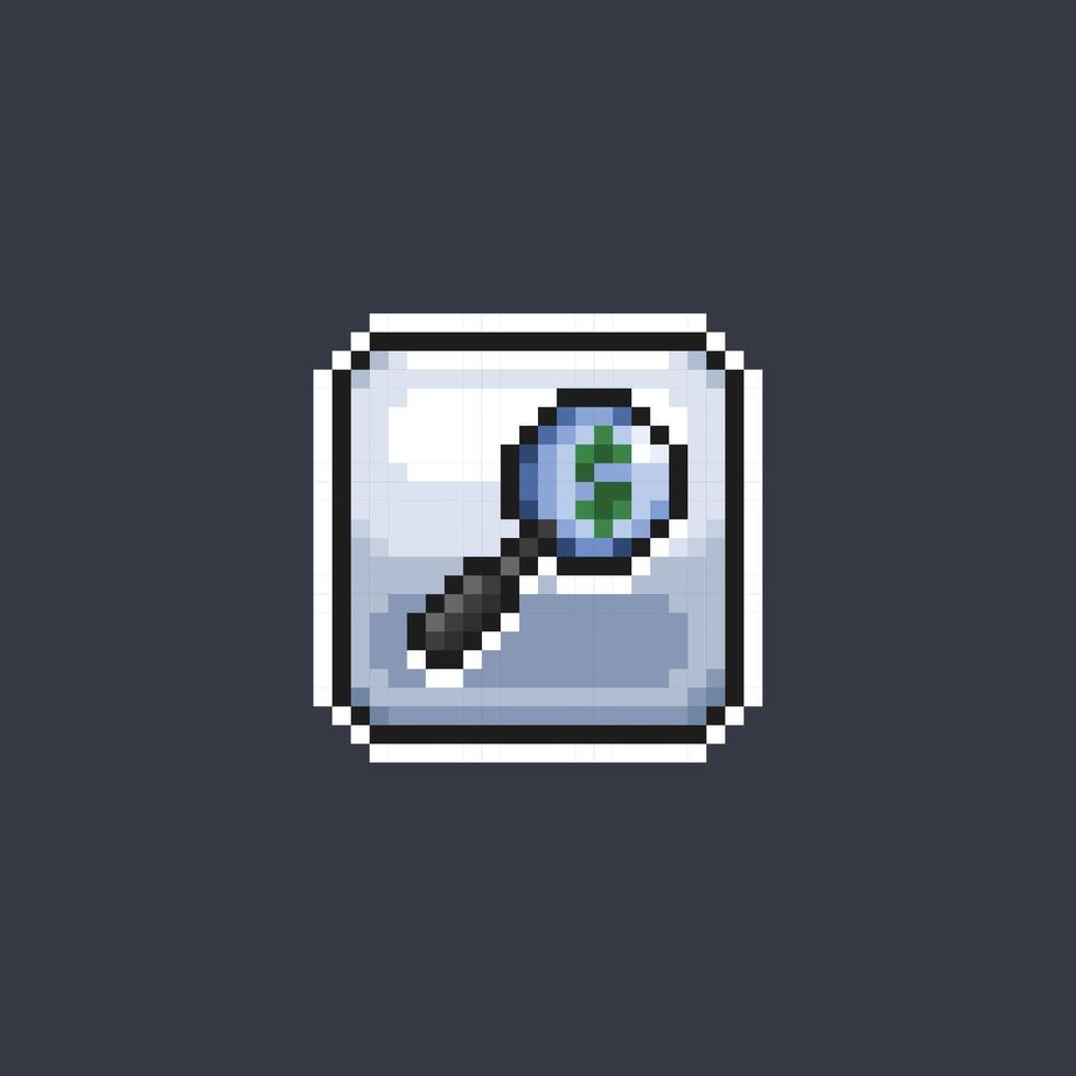 loupe avec dollar signe dans pixel art style vecteur