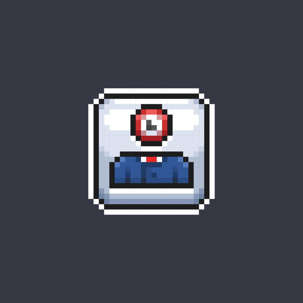 l'horloge tête portant costume signe dans pixel art style vecteur