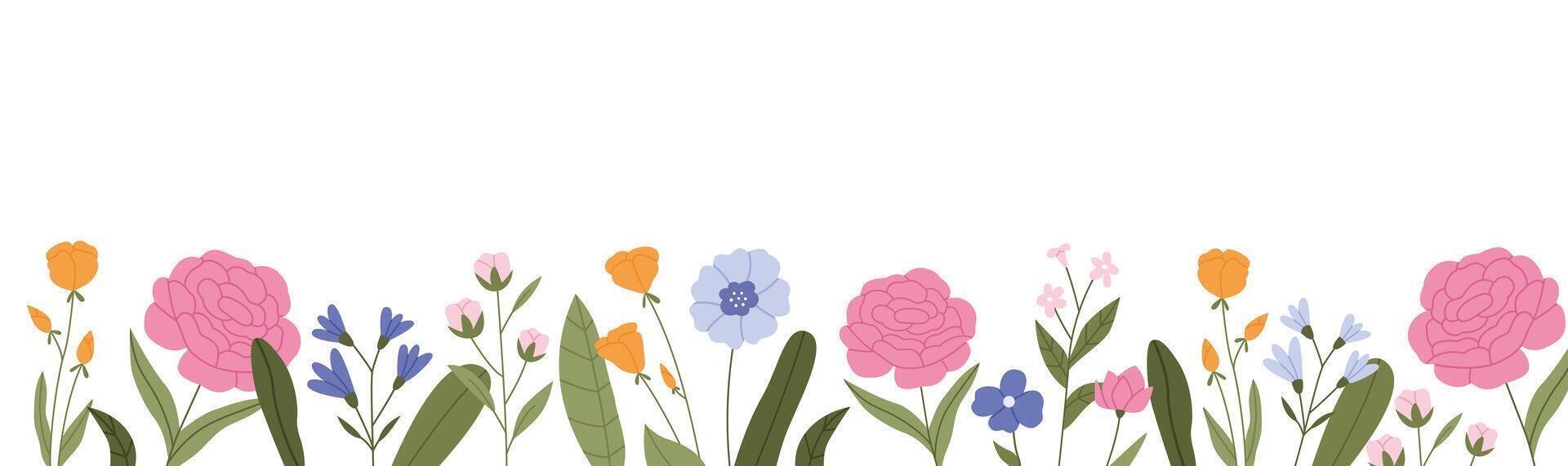 horizontal bannière avec épanouissement fleurs vecteur
