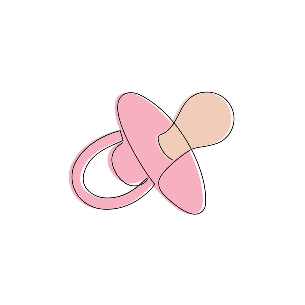 sucette pour bébé fille tiré dans un continu doubler. un ligne dessin, minimalisme. vecteur illustration.