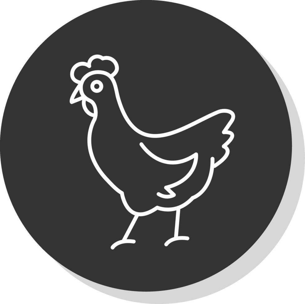 poulet ligne gris icône vecteur