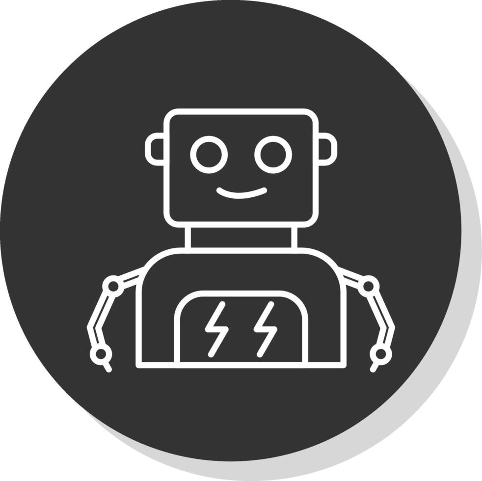 robot ligne gris icône vecteur