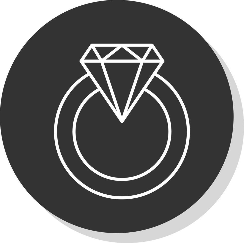diamant bague ligne gris icône vecteur