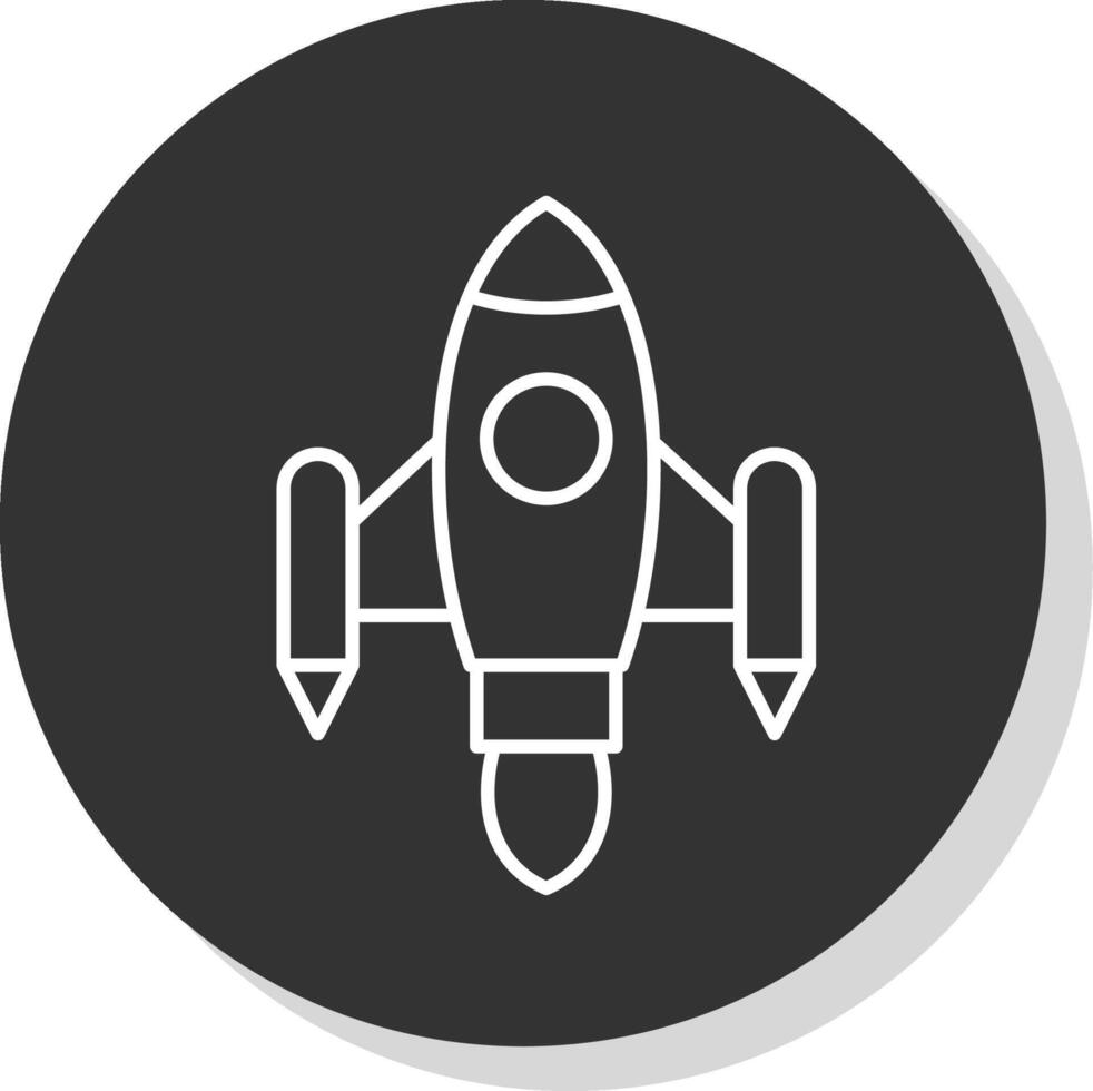 espace navire lancement ligne gris icône vecteur