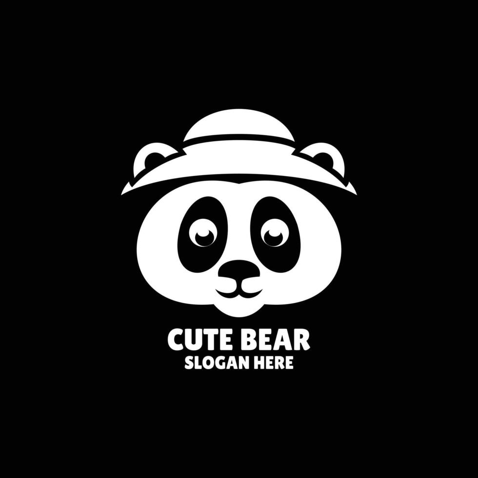 mignonne Panda silhouette logo conception illustration vecteur