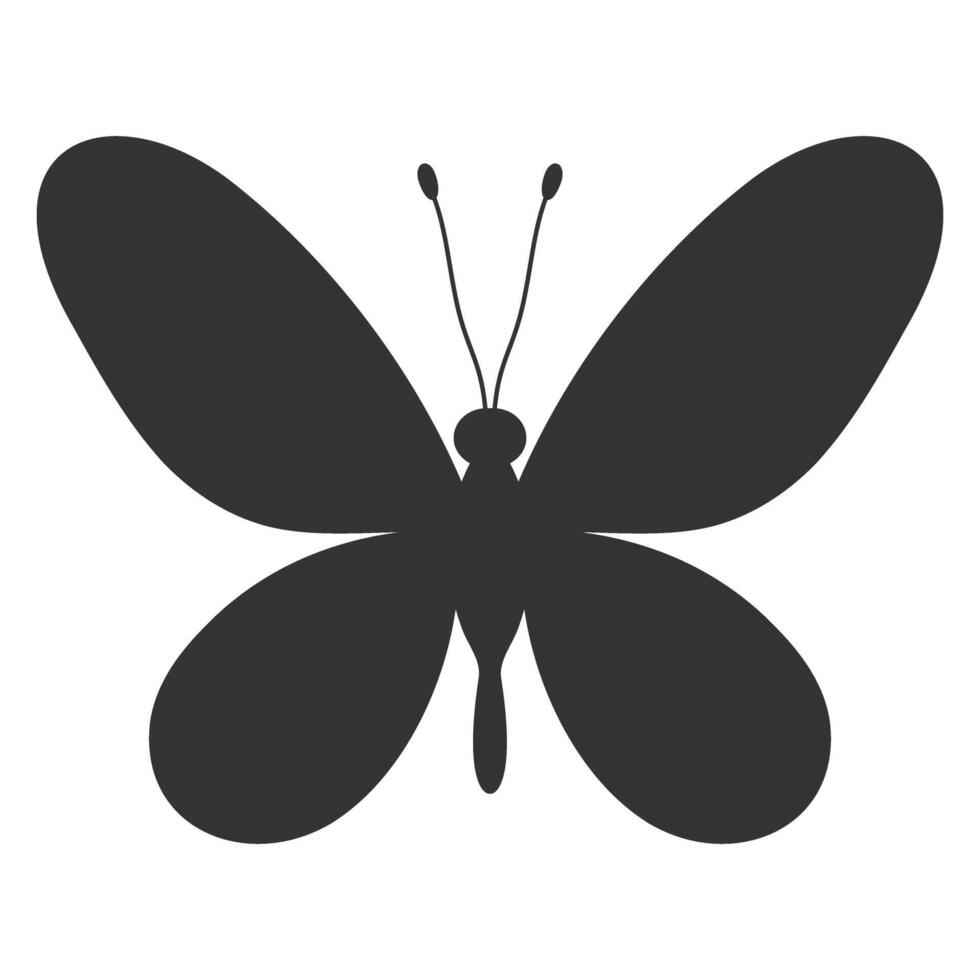 papillon noir silhouette. forme de papillon ailes, de face voir, tatouage modèle. Facile insecte icône, vecteur illustration
