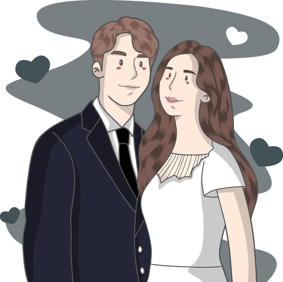 vecteur illustration de mignonne mariage couple dessin animé personnages