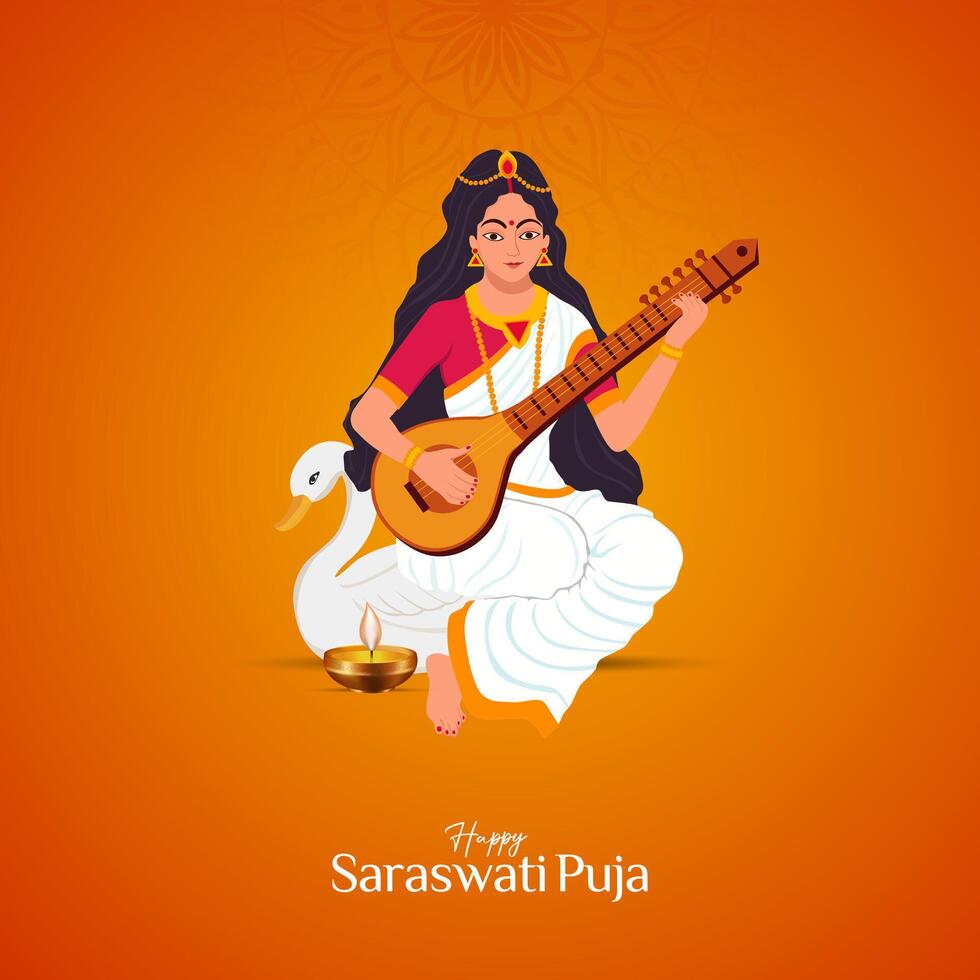 Vasant panchami, saraswati puja, basant social médias Publier vecteur