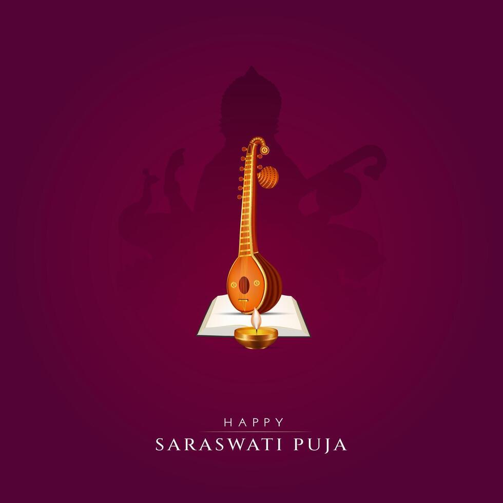 Vasant panchami, saraswati puja, basant social médias Publier vecteur