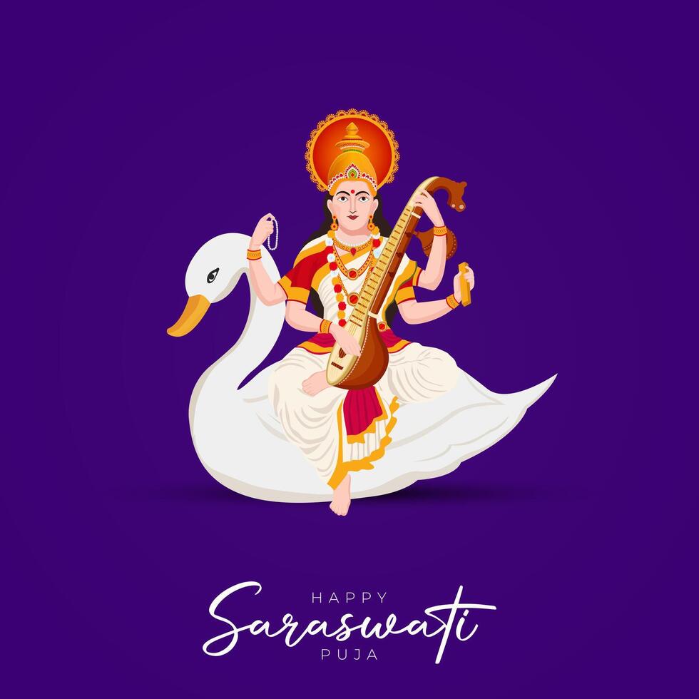 Vasant panchami, saraswati puja, basant social médias Publier vecteur