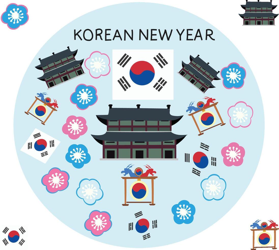 vacances coréen Nouveau année vecteur