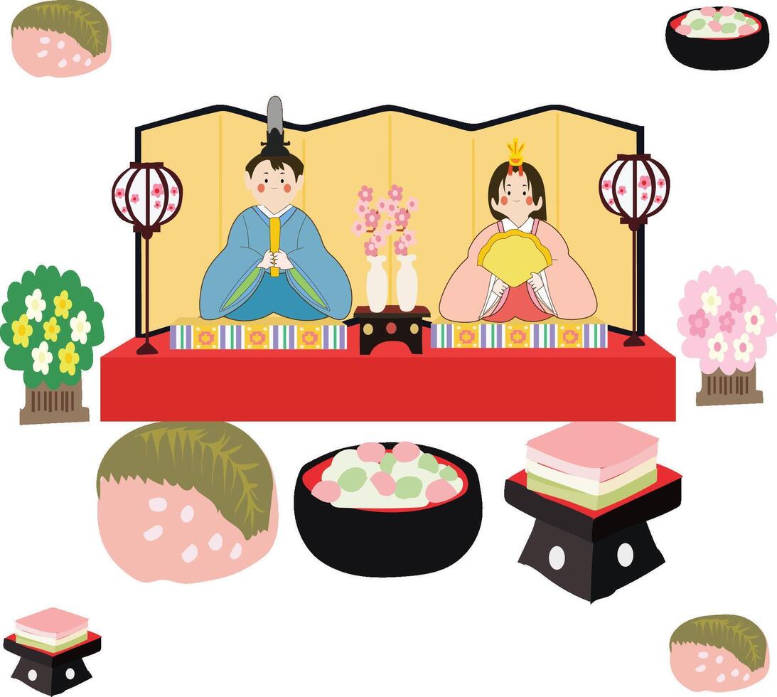 Japonais poupée Festival de Hine matsuri vecteur illustration