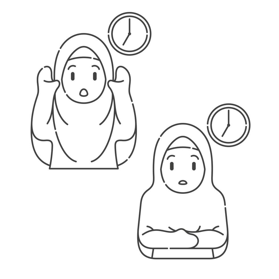 Ramadan activité fille vecteur arts. islamique Activités dans quotidien. dessin animé personnage pour les enfants