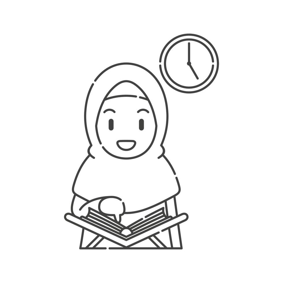 Ramadan activité fille vecteur arts. islamique Activités dans quotidien. dessin animé personnage pour les enfants