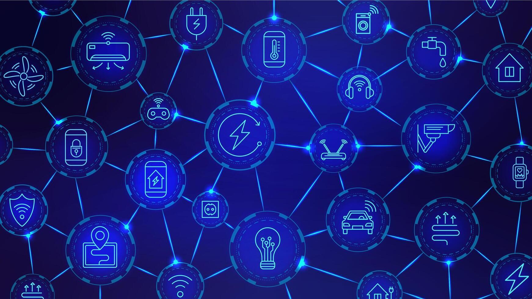 iot numérique chaîne. sans fil technologie, connecté dispositifs et intelligent maison réseau. l'Internet de des choses industrie futuriste vecteur Contexte