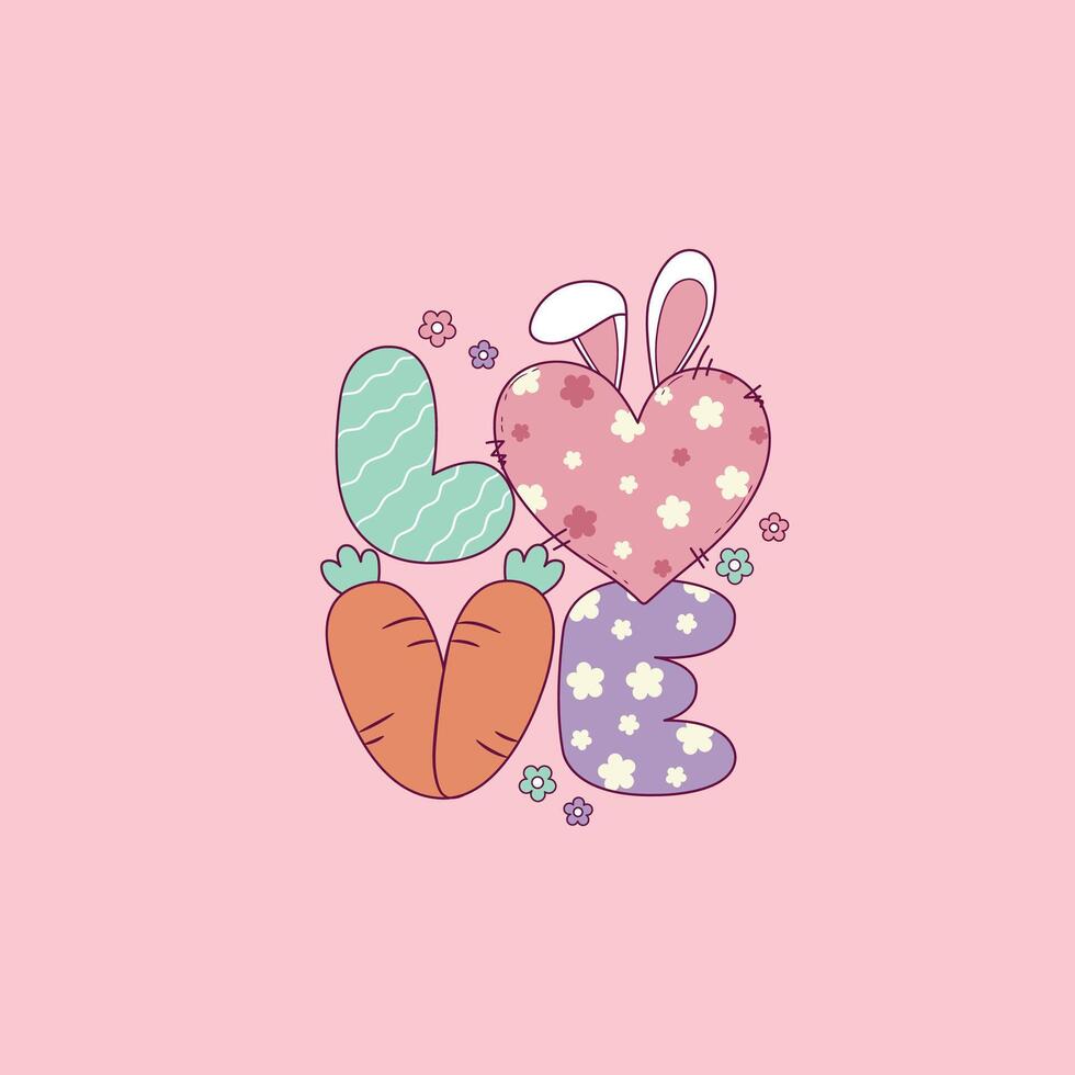 mignonne Pâques illustration de le mot l'amour vecteur