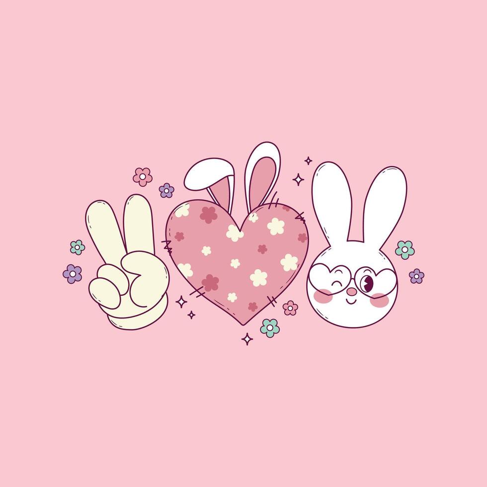 mignonne Pâques illustration de paix et l'amour vecteur