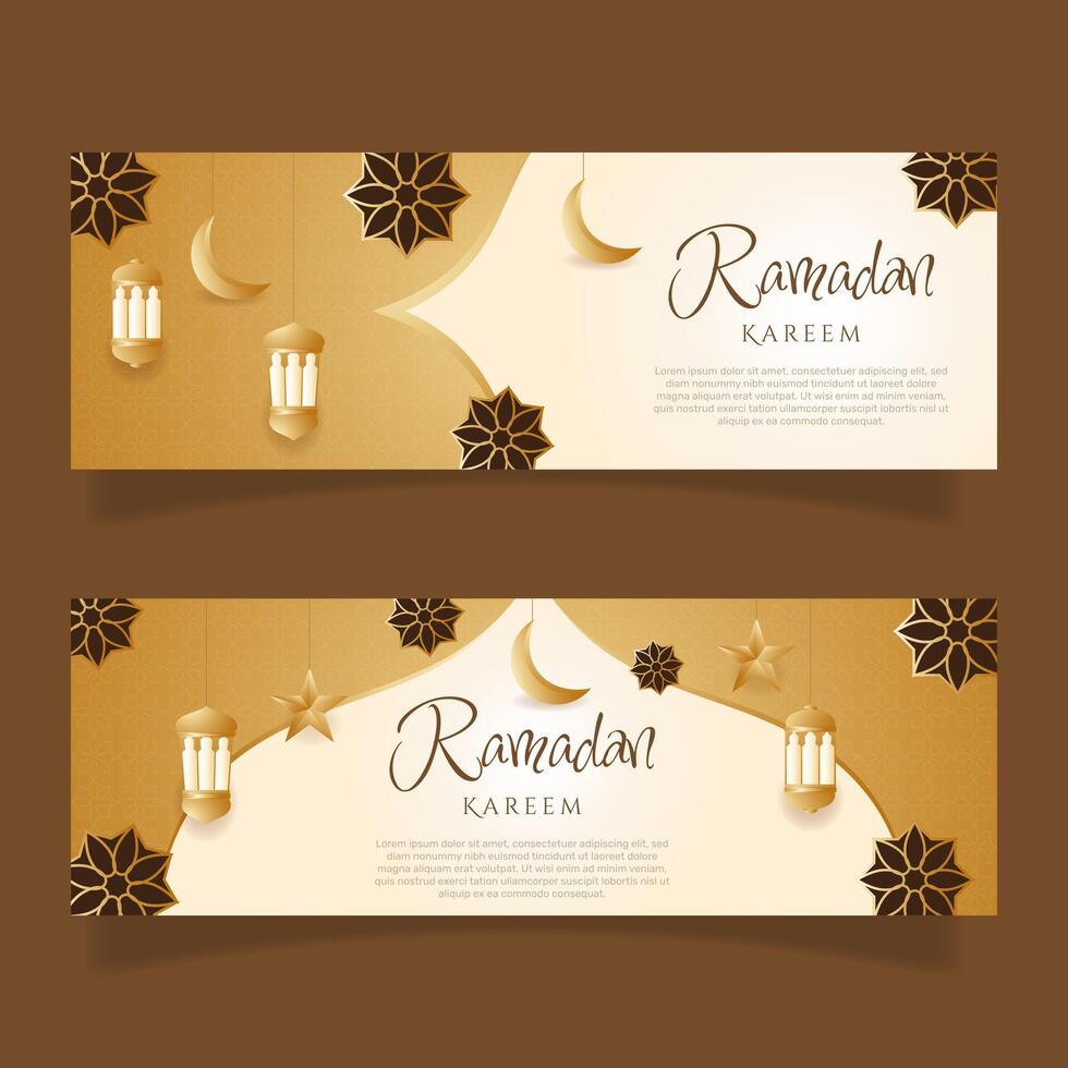 pente Ramadan horizontal bannière ensemble. - vecteur. vecteur