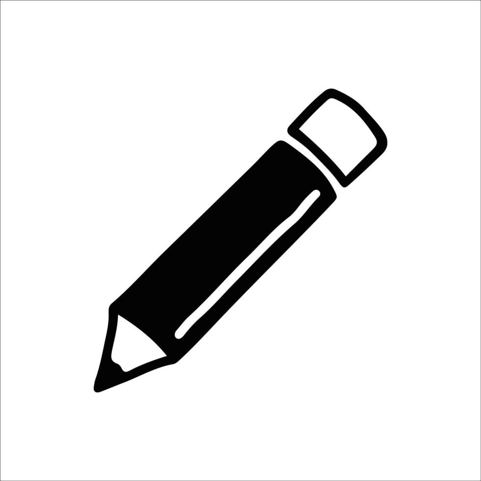 noir et blanc graphique de une crayon icône sur une plaine Contexte vecteur