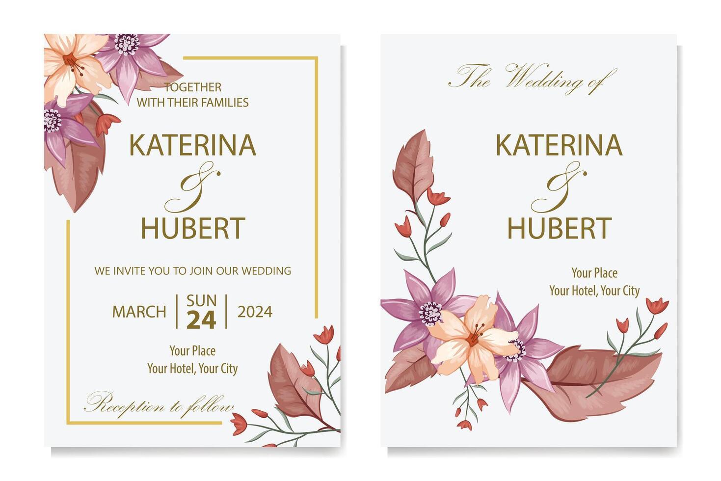 décoratif floral feuillage ornement pour mariage invitation vecteur