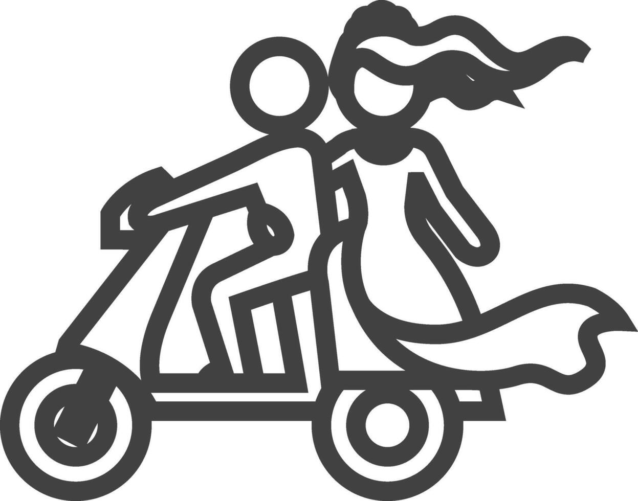 mariage scooter icône dans épais contour style. vecteur