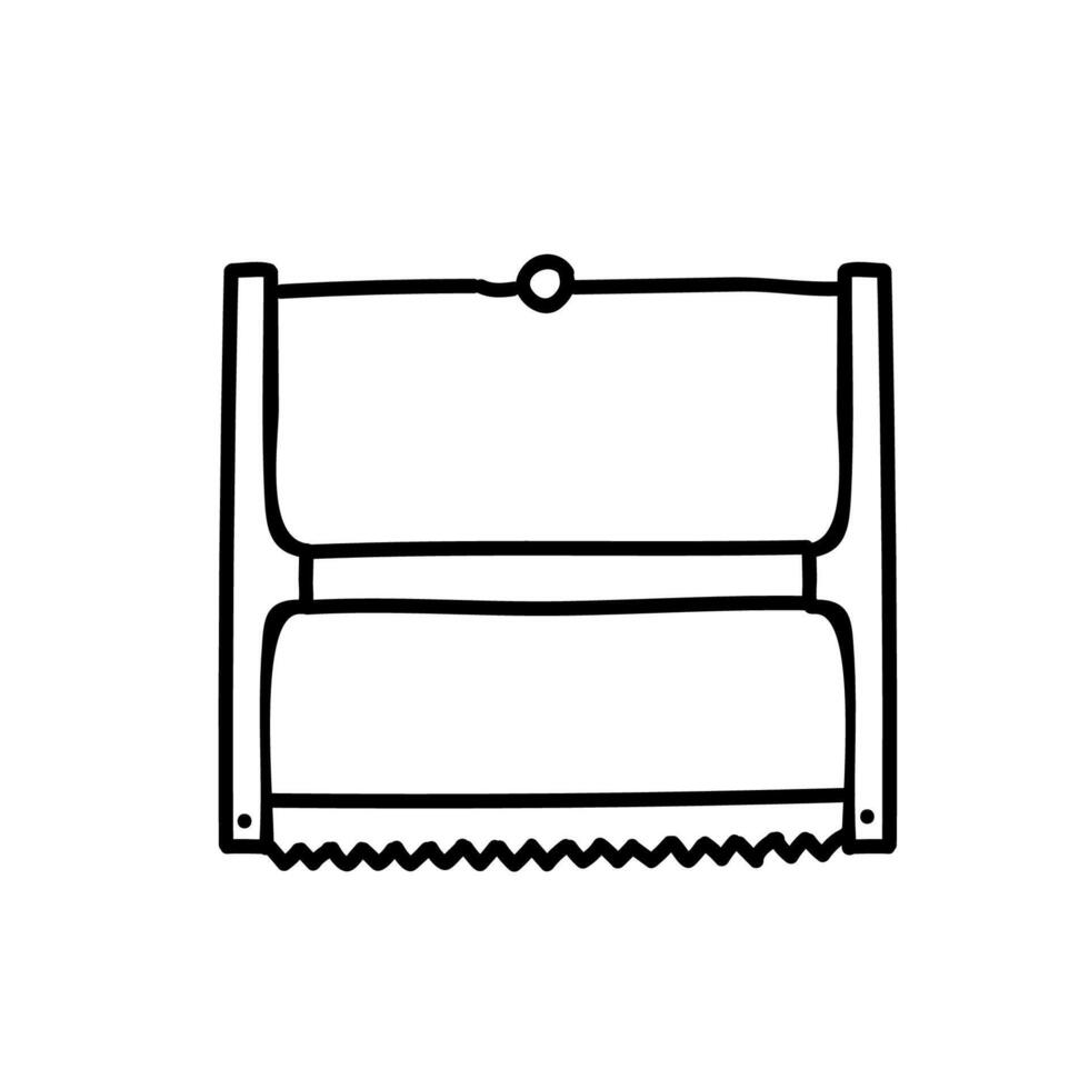 ancien coupe transversale vu bois mâle arc scie. main tiré vecteur illustration. modifiable ligne accident vasculaire cérébral