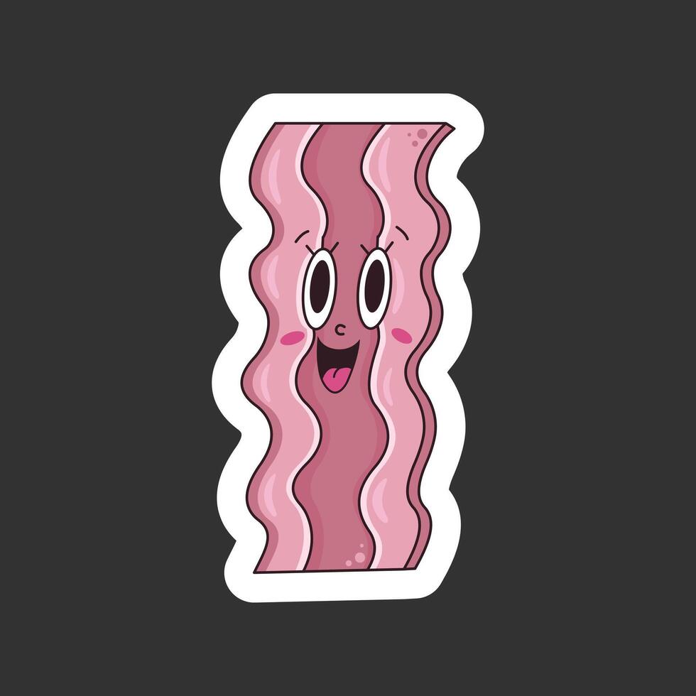 marrant Bacon autocollant avec une sourire. vecteur