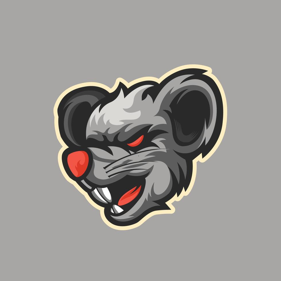 Souris tête mascotte logo vecteur