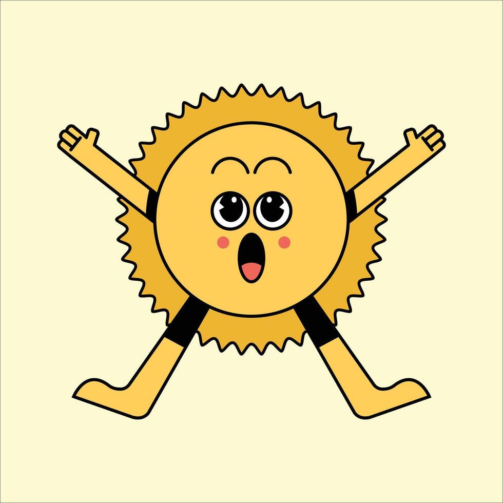 content Soleil mascotte logo personnage dessin animé vecteur icône illustration