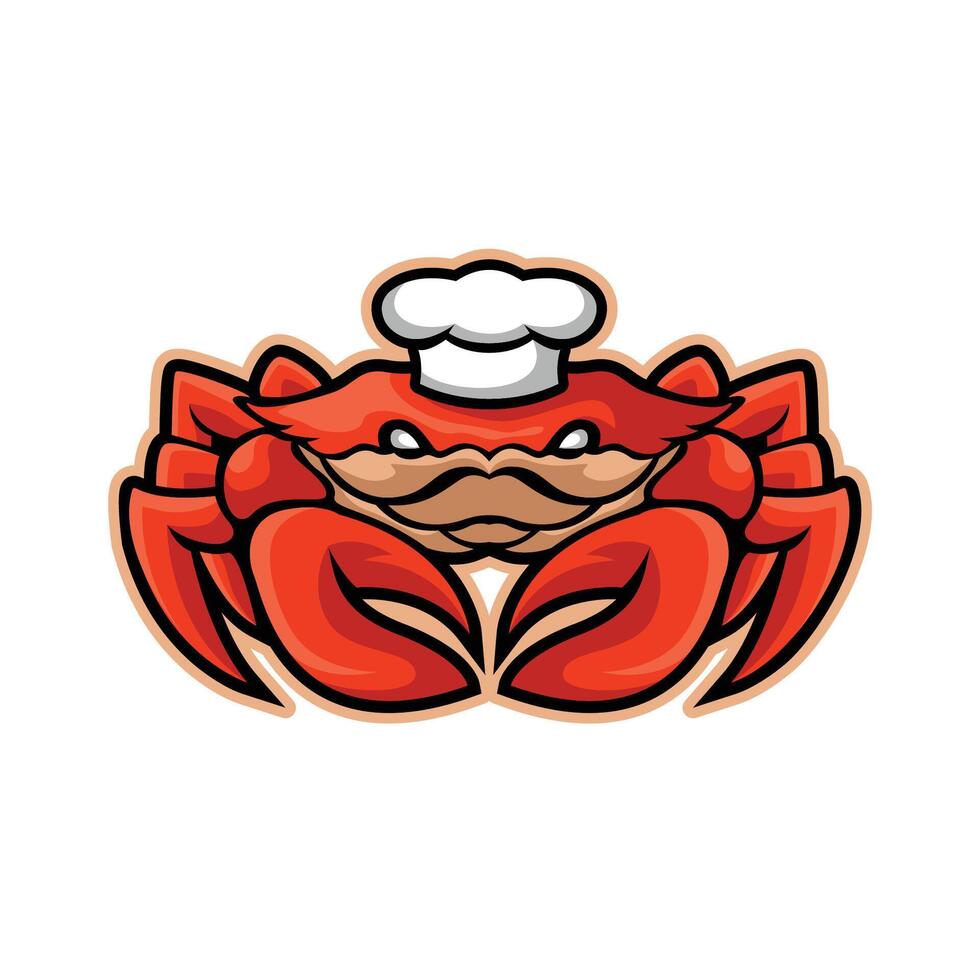 chef Crabe mascotte logo personnage animal illustration vecteur