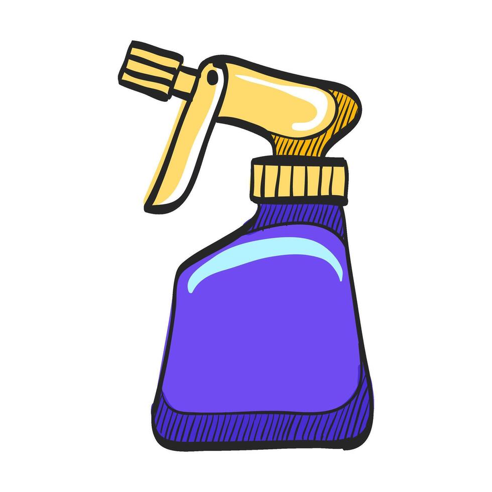 pulvérisateur bouteille icône dans main tiré Couleur vecteur illustration