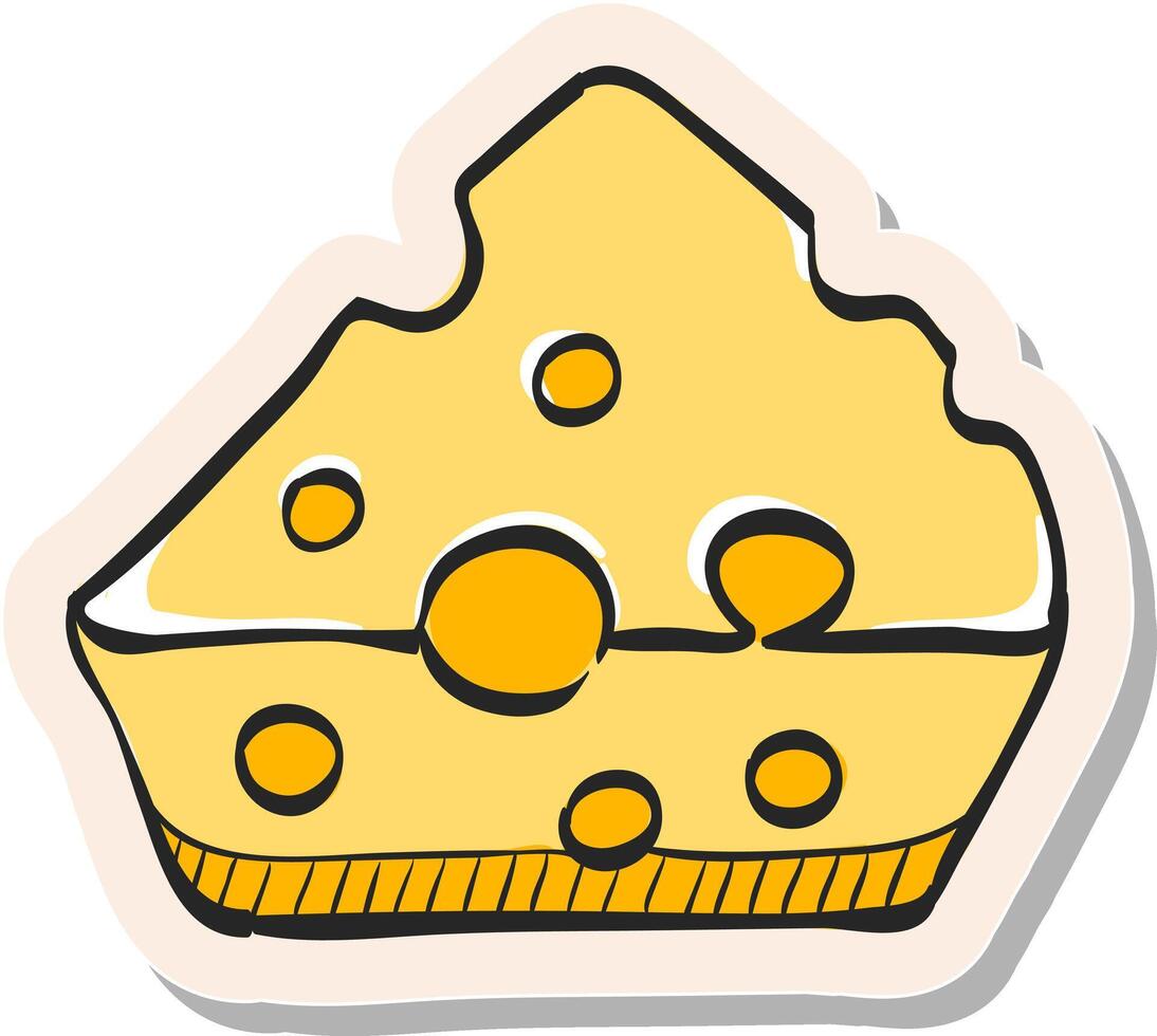 main tiré fromage icône dans autocollant style vecteur illustration